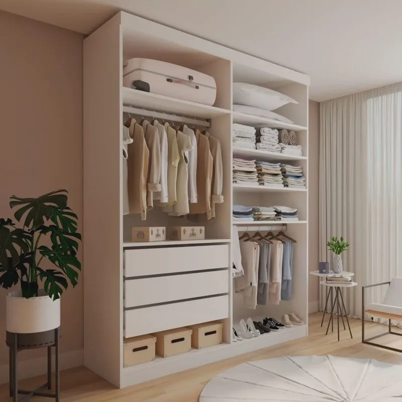 Closet Casal sem Portas 3 Gavetas Roma