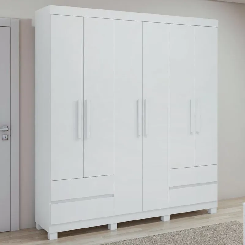 Guarda-roupa 6 Portas 4 Gavetas Zeus com Pés