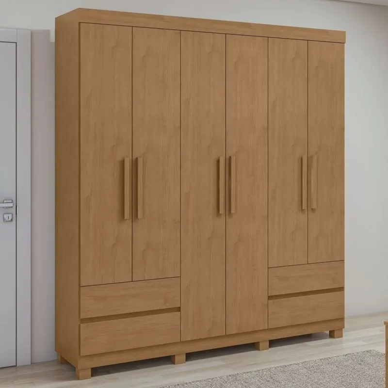 Guarda-roupa 6 Portas 4 Gavetas Zeus com Pés