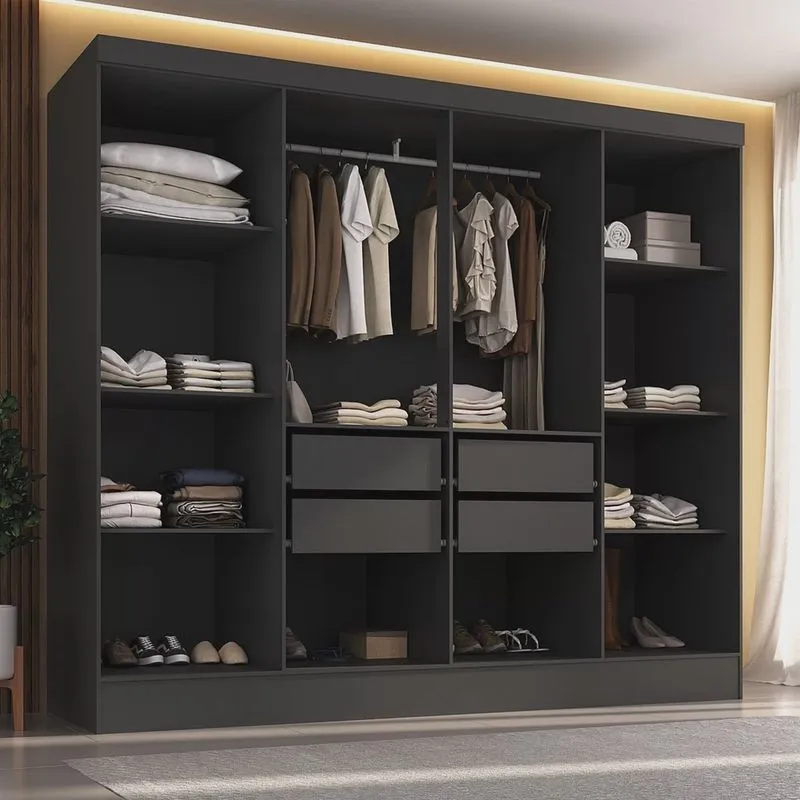Closet Casal 100% mdf 4 Gavetas Jatobá Yescasa