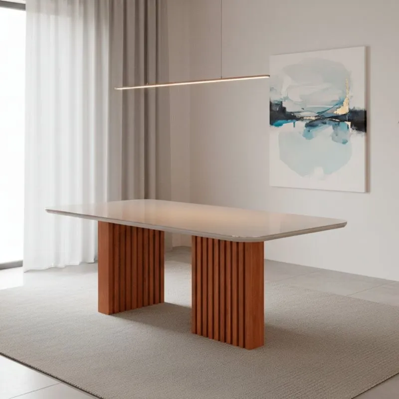 Mesa Para Sala De Jantar 210cm Retangular Ester Cinamomo/off White