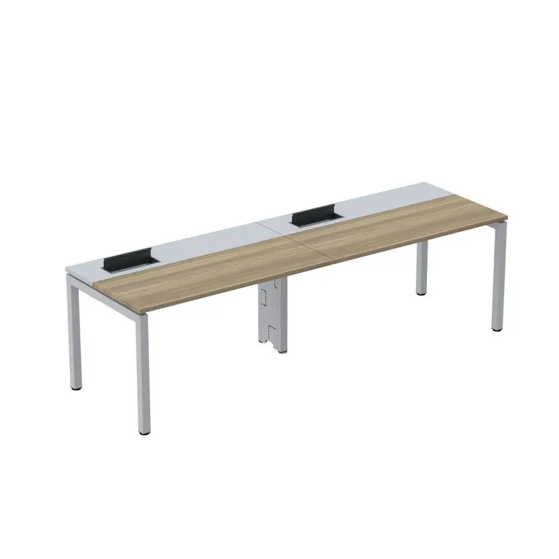 Mesa Plataforma Para Coworking Para 2 Pessoas 110x792 Psc110 Noce Naturalle/cinza