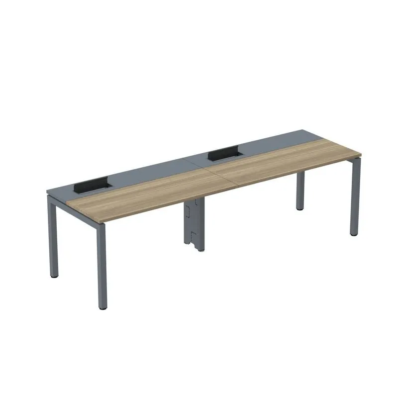 Mesa Plataforma Para Coworking Para 2 Pessoas 120x792 Psc120 Noce Naturale/grafito