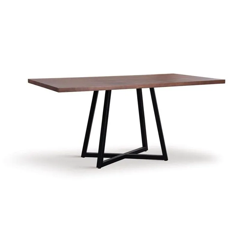 Mesa De Jantar 180x90cm Tampo Madeira Maciça Orlando Preto/castanho