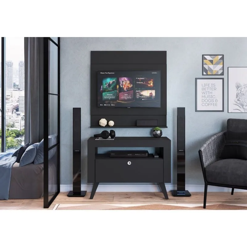 Home Com Bancada E Painel Para Tv Até 36 Polegadas Canadá Preto