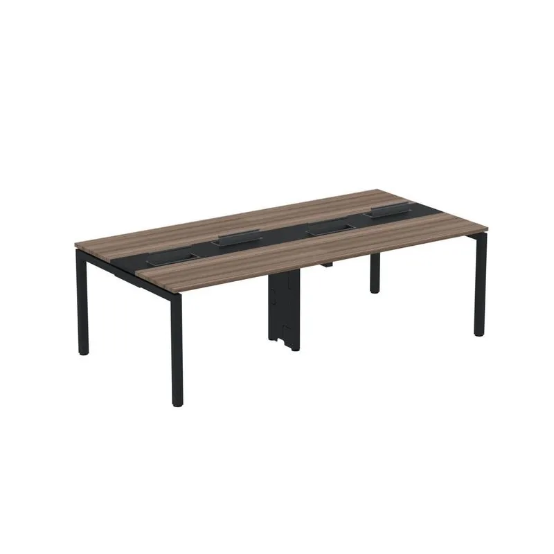Mesa De Plataforma Dupla Para 4 Pessoas Corporativa 120x120/4p Pdc12/12/4p Walnut/preto