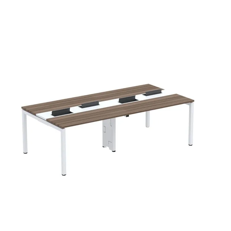 Mesa De Plataforma Dupla Para 4 Pessoas Corporativa 120x120/4p Pdc12/12/4p Walnut/branco
