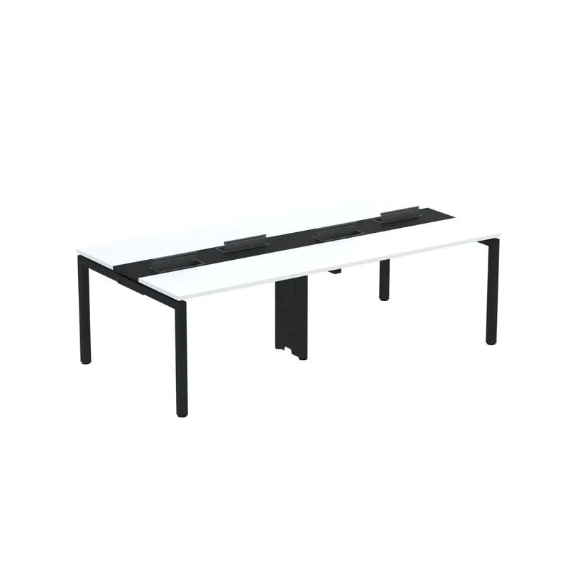 Mesa De Plataforma Dupla Para 4 Pessoas Corporativa 120x120/4p Pdc12/12/4p Branco/preto