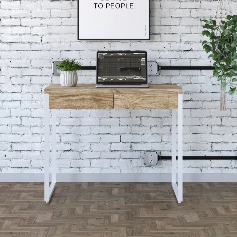 Mesa Para Escritório 90cm 2 Gavetas Kuadra