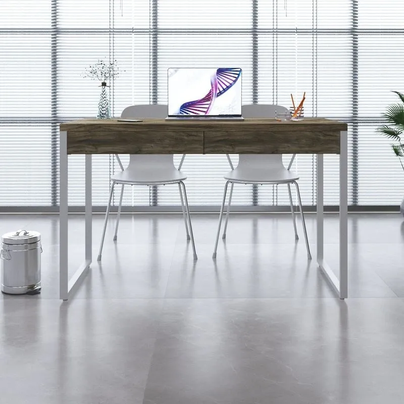 Mesa Para Escritório 120cm 2 Gavetas Kuadra