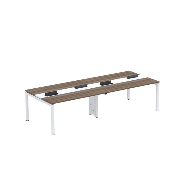 Mesa De Plataforma Dupla Para 4 Pessoas Corporativa 150x120/4p Pdc15/12/4p Walnut/branco