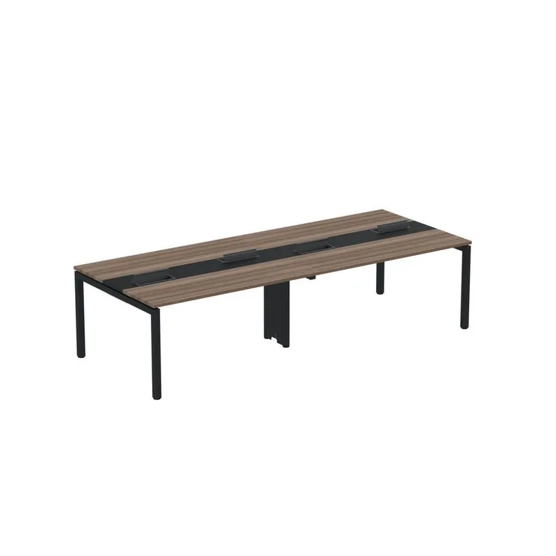 Mesa De Plataforma Dupla Para 4 Pessoas Corporativa 160x120/4p Pdc16/12/4p Walnut/preto