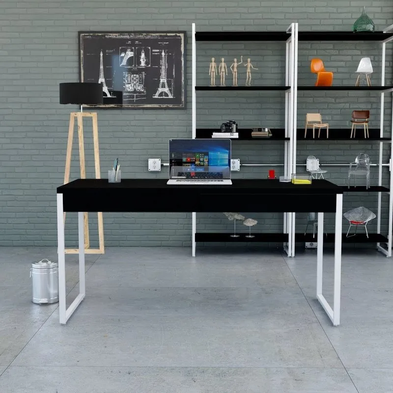 Mesa Para Escritório 150cm 2 Gavetas Kuadra