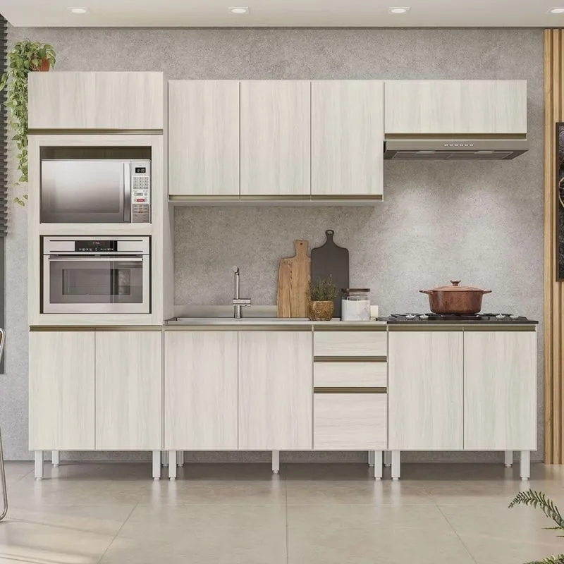 Cozinha Completa Angela 11 Portas 3 Gavetas 100% Mdf