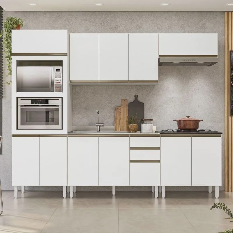 Cozinha Completa Angela 11 Portas 3 Gavetas 100% Mdf