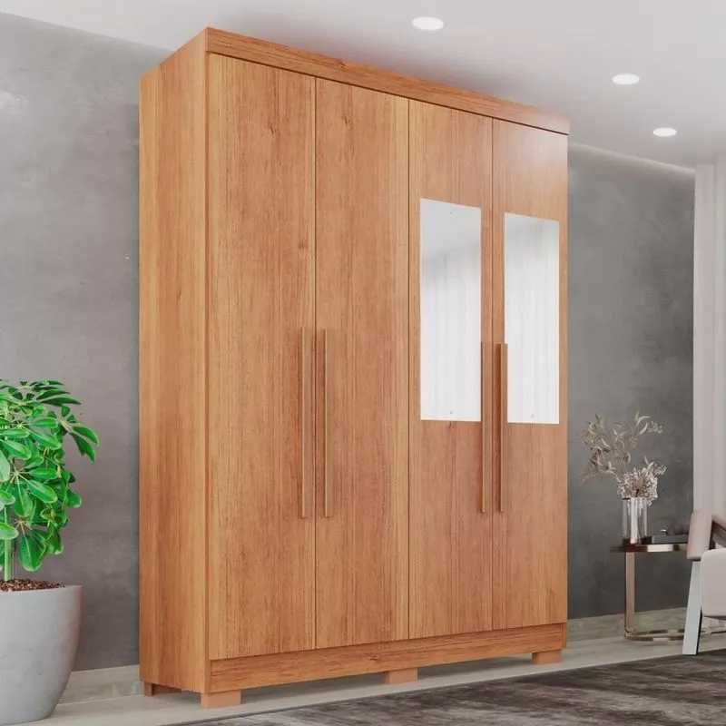 Guarda-roupa Casal com Espelho 4 Portas 2 Gavetas França
