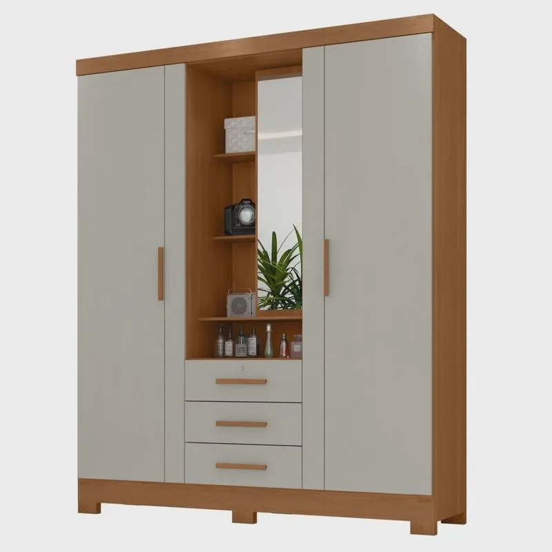 Guarda Roupa Solteiro 3 Portas 3 Gavetas Capelinha Premium