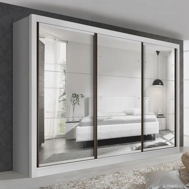 Guarda Roupa Casal Premium Lux 242cm com Espelho 3 Portas 6 Gavetas Espresso Móveis