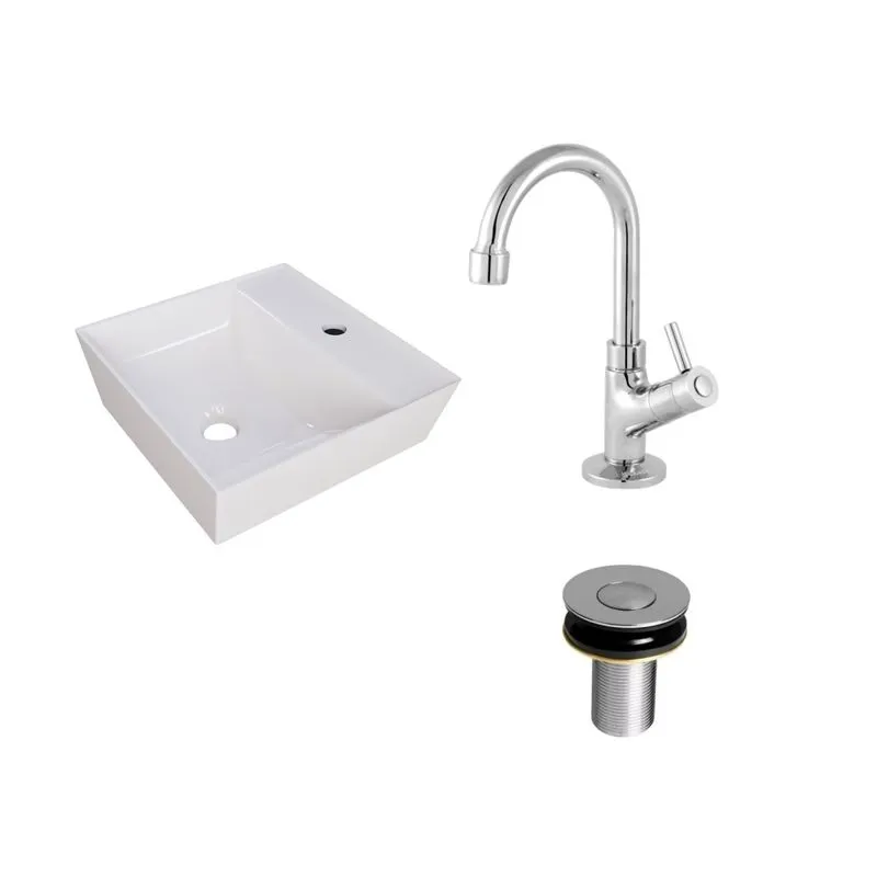 Kit Cuba Aq33 Volcano Com Torneira 1198 E Válvula Botão Branco