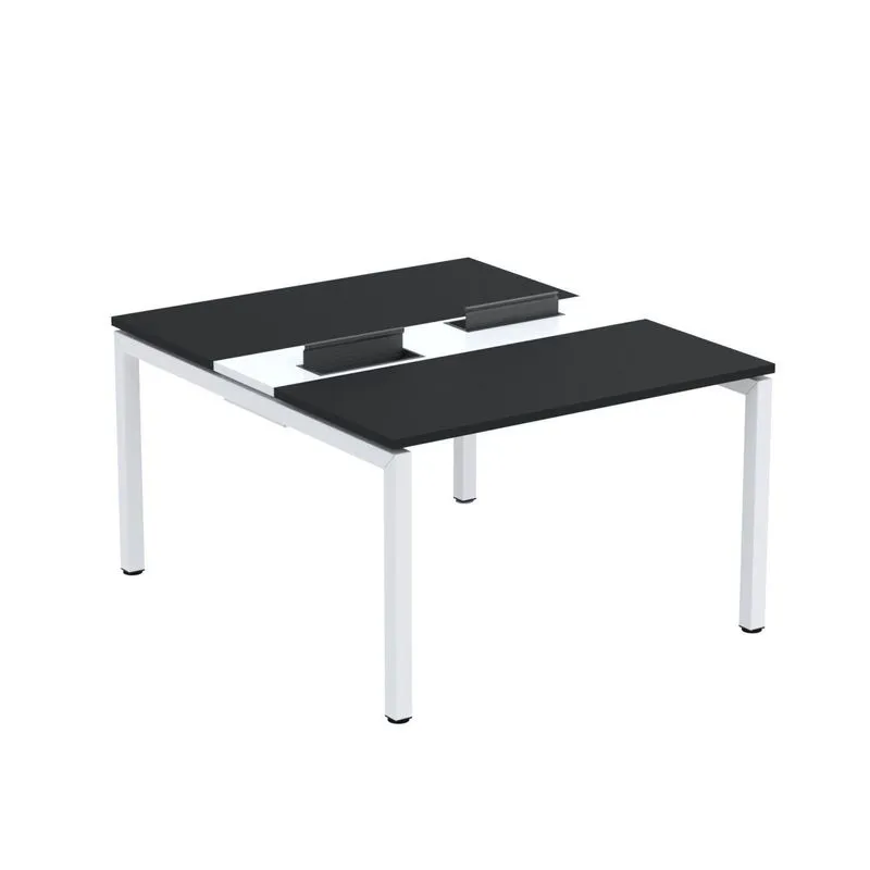 Mesa Plataforma Dupla Com Pé De Aço Para Coworking 110x140/2p Pdc11/14/2p Preto/branco
