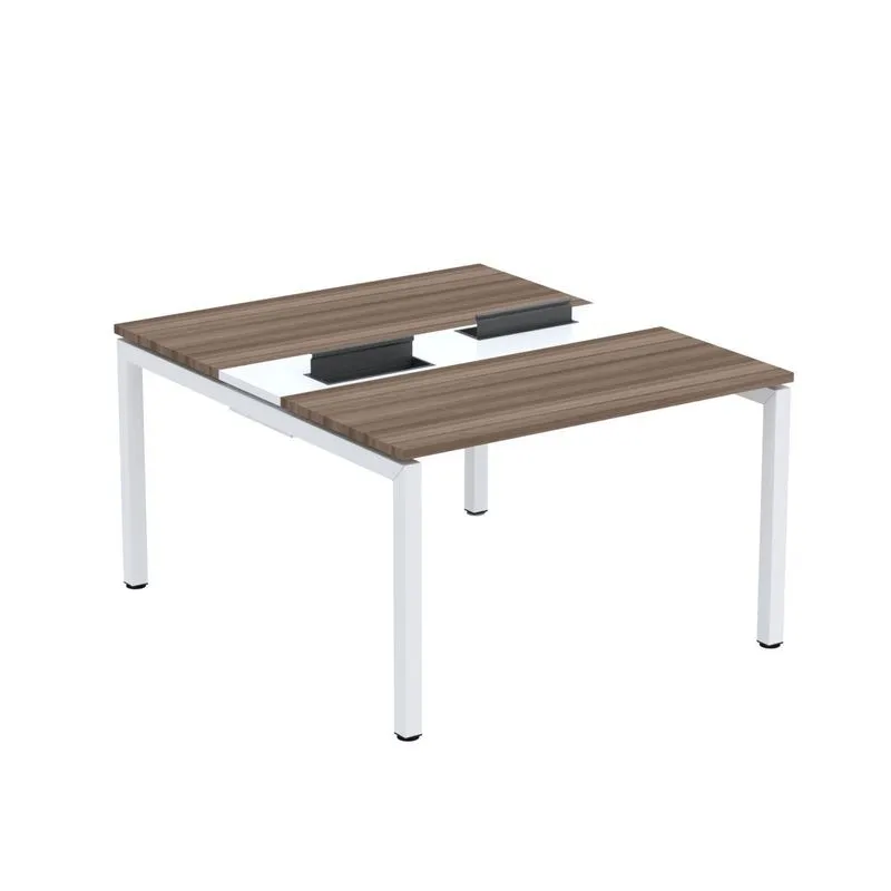 Mesa Plataforma Dupla Com Pé De Aço Para Coworking 110x140/2p Pdc11/14/2p Walnut/branco