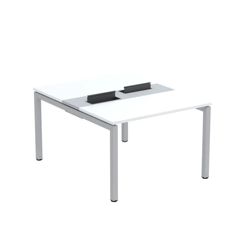 Mesa Plataforma Dupla Com Pé De Aço Para Coworking 120x140/2p Pdc12/14/2p Branco/cinza