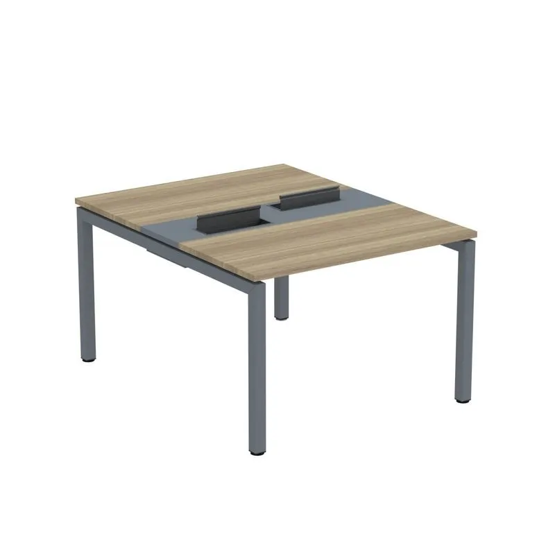 Mesa Plataforma Dupla Com Pé De Aço Para Coworking 120x140/2p Pdc12/14/2p Noce Naturalle/grafito