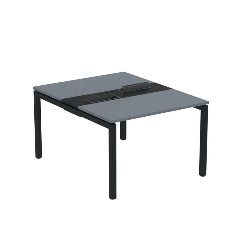 Mesa Plataforma Dupla Com Pé De Aço Para Coworking 120x140/2p Pdc12/14/2p Grafito/preto