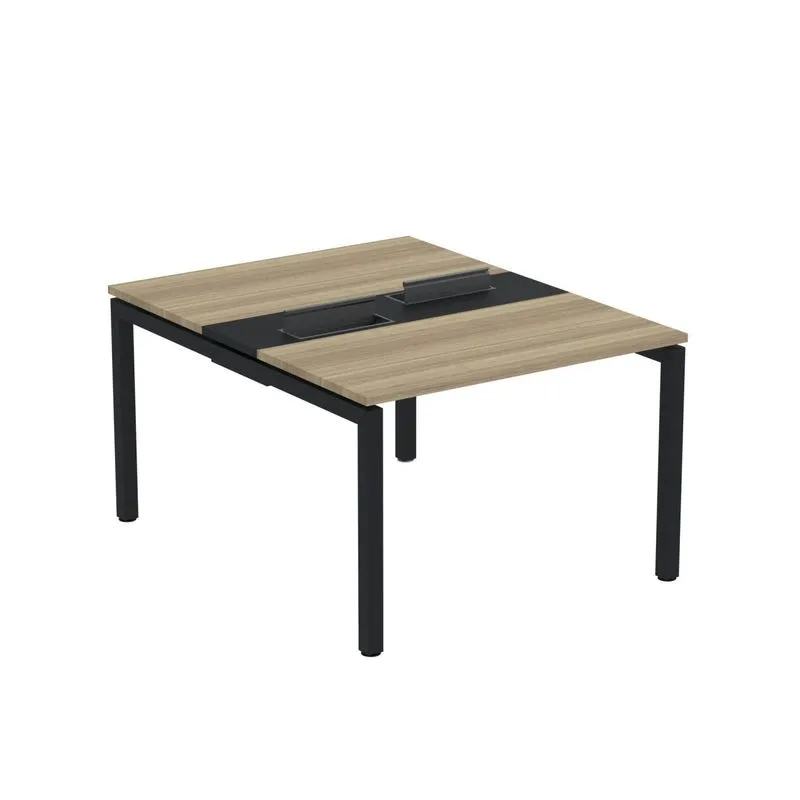 Mesa Plataforma Dupla Com Pé De Aço Para Coworking 120x140/2p Pdc12/14/2p Noce Naturalle/preto