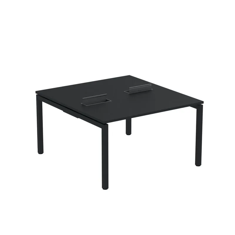 Mesa Plataforma Dupla Com Pé De Aço Para Coworking 130x140/2p Pdc13/14/2p Preto