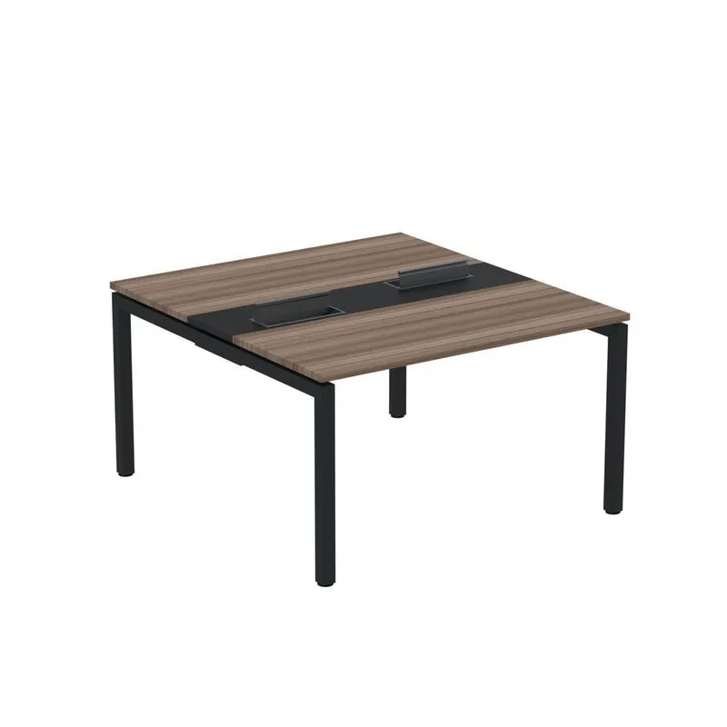Mesa Plataforma Dupla Com Pé De Aço Para Coworking 130x140/2p Pdc13/14/2p Walnut/preto