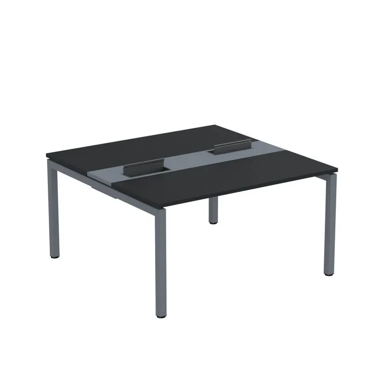 Mesa Plataforma Dupla Com Pé De Aço Para Coworking 140x140/2p Pdc14/14/2p Preto/grafito