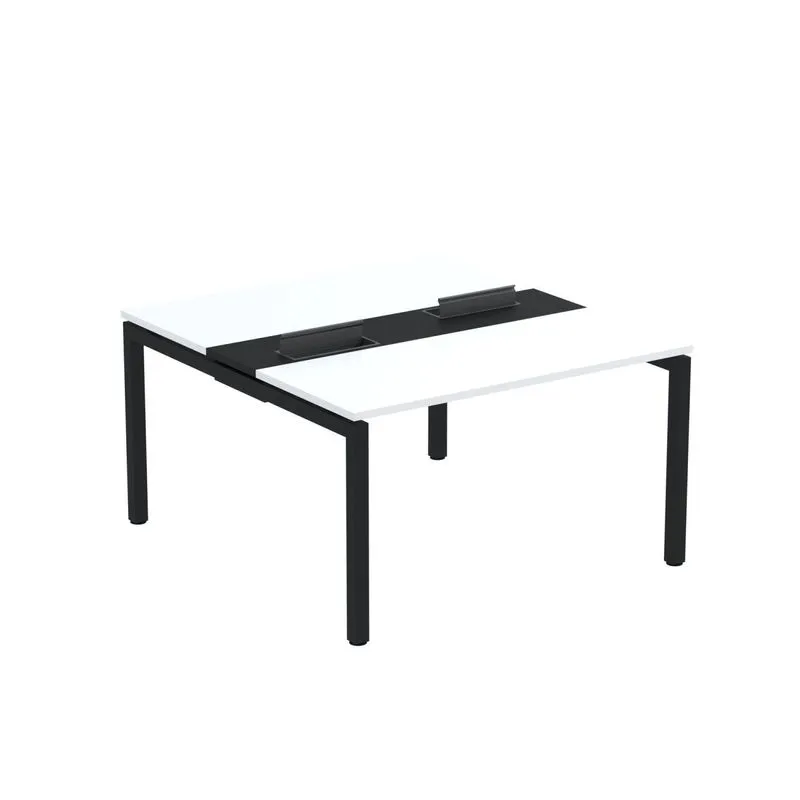 Mesa Plataforma Dupla Com Pé De Aço Para Coworking 140x140/2p Pdc14/14/2p Branco/preto