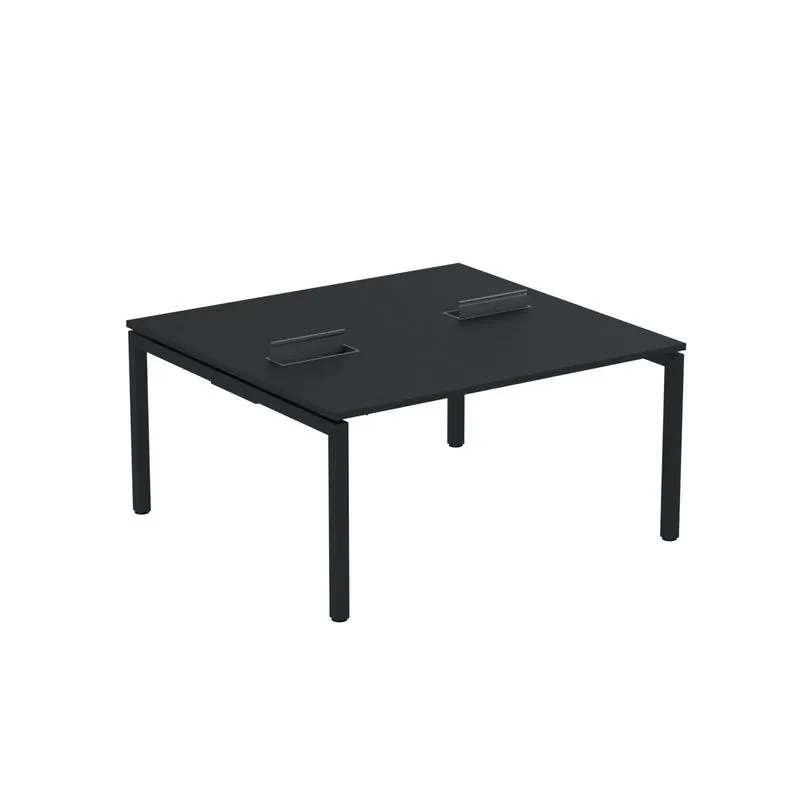 Mesa Plataforma Dupla Com Pé De Aço Para Coworking 150x140/2p Pdc15/14/2p Preto