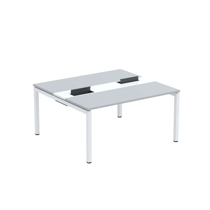 Mesa Plataforma Dupla Com Pé De Aço Para Coworking 150x140/2p Pdc15/14/2p Cinza/branco