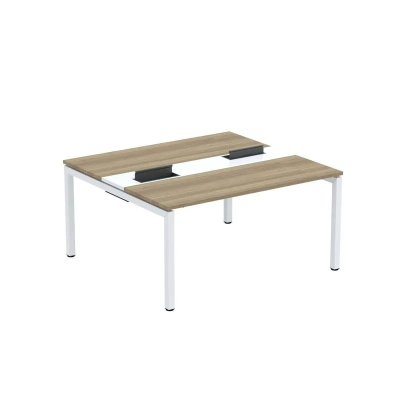 Mesa Plataforma Dupla Com Pé De Aço Para Coworking 150x140/2p Pdc15/14/2p Noce Naturalle/branco