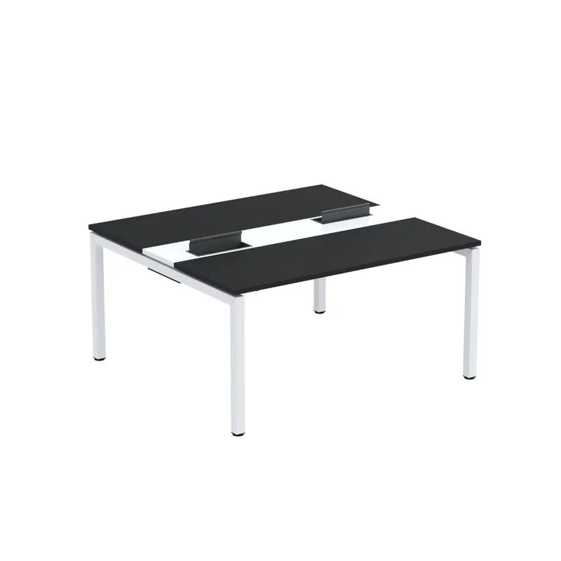 Mesa Plataforma Dupla Com Pé De Aço Para Coworking 150x140/2p Pdc15/14/2p Preto/branco