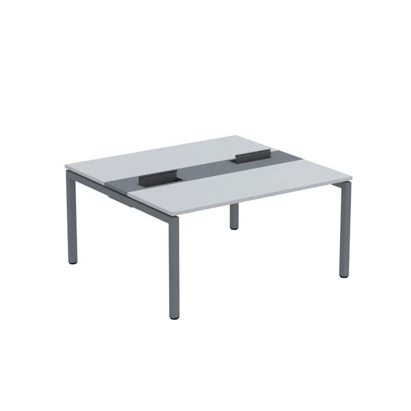 Mesa Plataforma Dupla Com Pé De Aço Para Coworking 150x140/2p Pdc15/14/2p Cinza/grafito