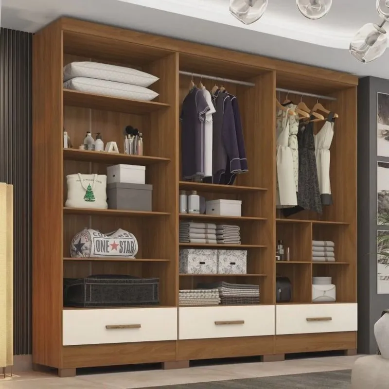 Closet Modulado 3 Peças 3 Gavetas Smart Versatile Espresso Móveis