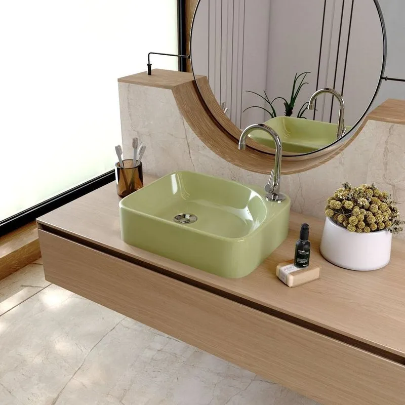 Kit Cuba Ro36 Cross Com Torneira 1198 E Válvula Botão Com Sifão E Flexível Verde Acqua