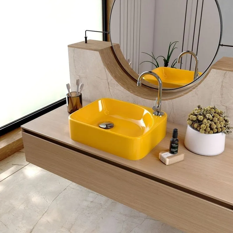 Kit Cuba Ro36 Cross Com Torneira 1198 E Válvula Click Com Sifão E Flexível Amarelo