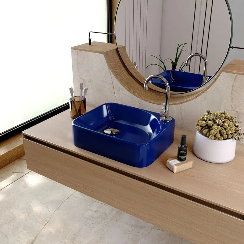 Kit Cuba Ro36 Cross Com Torneira 1198 E Válvula Click Com Sifão E Flexível Azul Escuro
