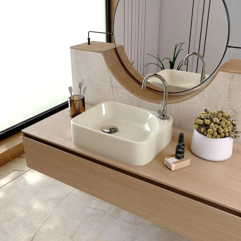 Kit Cuba Ro36 Cross Com Torneira 1198 E Válvula Click Com Sifão E Flexível Bege