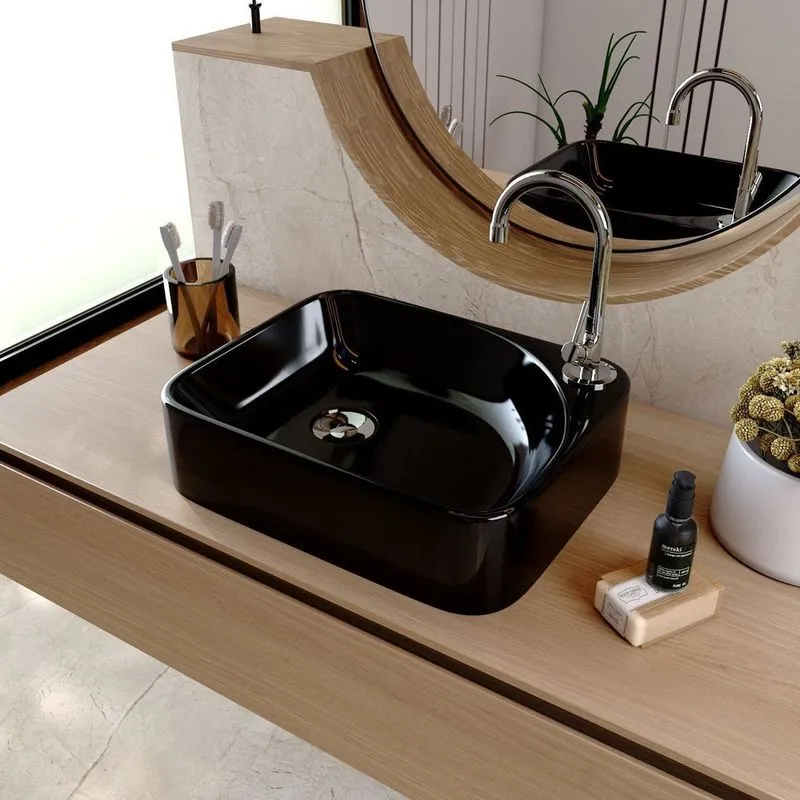 Kit Cuba Ro36 Cross Com Torneira 1198 E Válvula Click Com Sifão E Flexível Preto