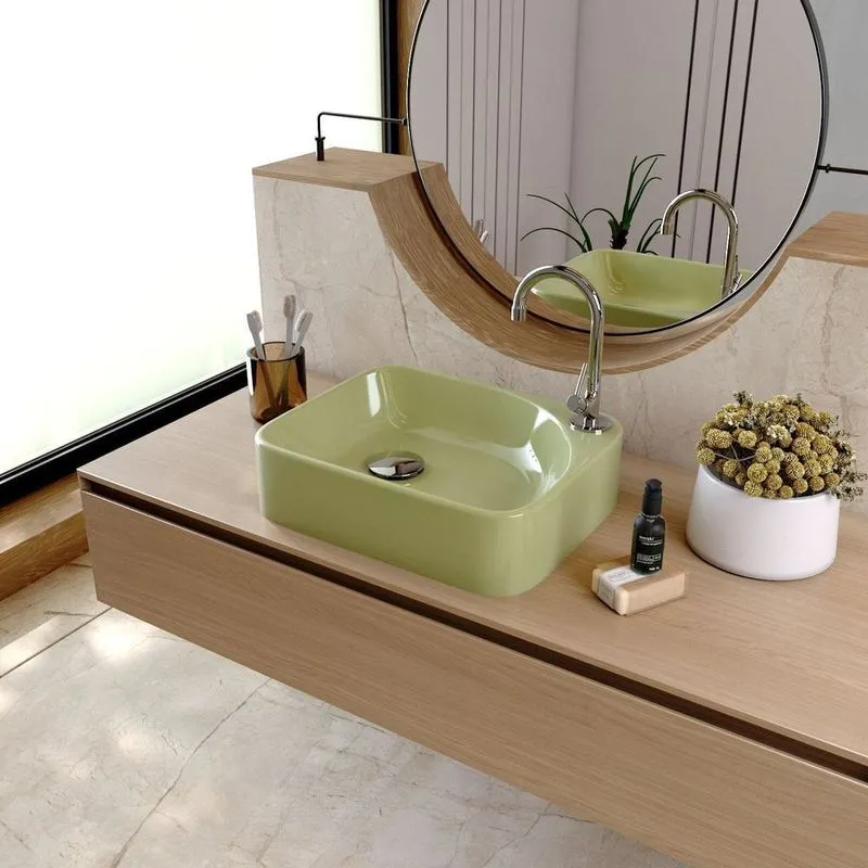 Kit Cuba Ro36 Cross Com Torneira 1198 E Válvula Click Com Sifão E Flexível Verde Acqua