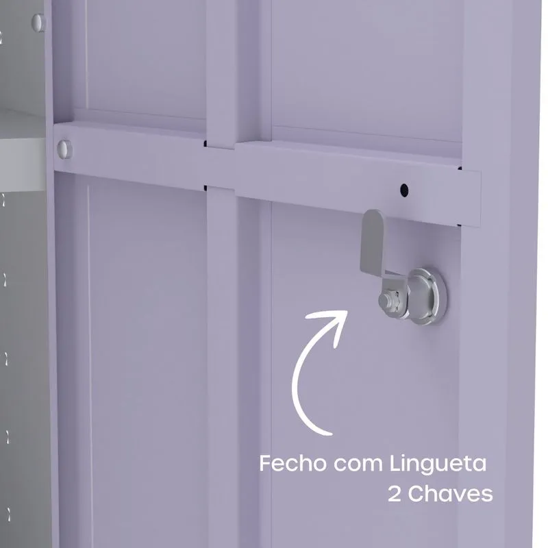 Armário 2 Portas Aço 4 Prateleiras Ap409sl Branco/lilás