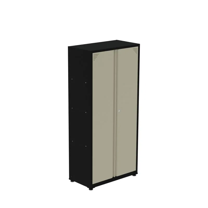 Armário 2 Portas Aço 4 Prateleiras Ap409sl Preto/bege