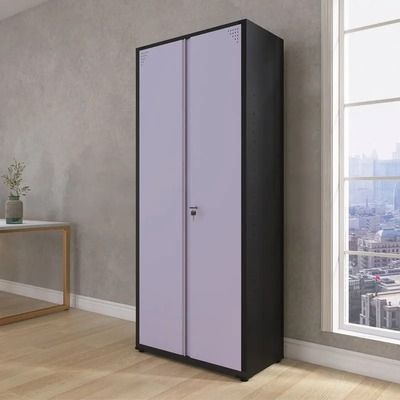 Armário 2 Portas Aço 4 Prateleiras Ap409sl Preto/lilás