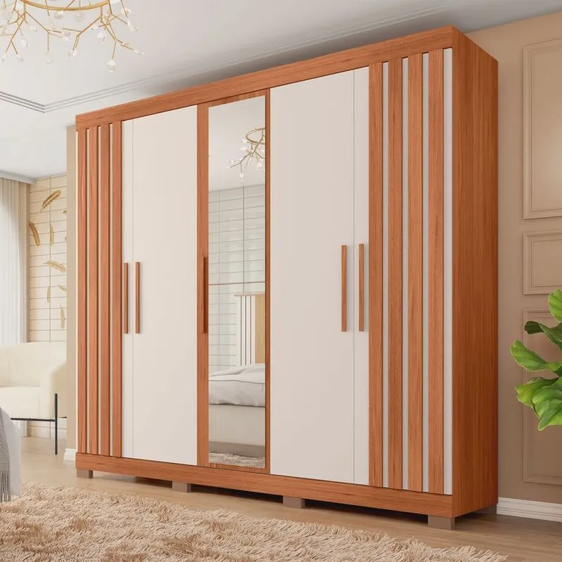 Guarda-roupa Casal com Espelho 5 Portas 2 Gavetas Sophia Lux Espresso Móveis