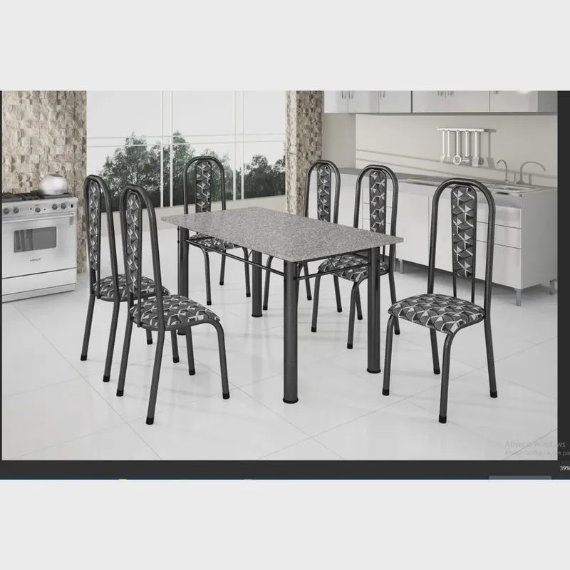 Conjunto Mesa Tubular com 6 Cadeiras Atenas